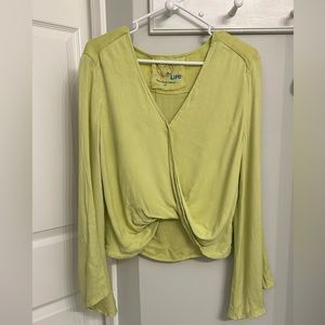Blue Life Lime Green Bell Sleeve Top